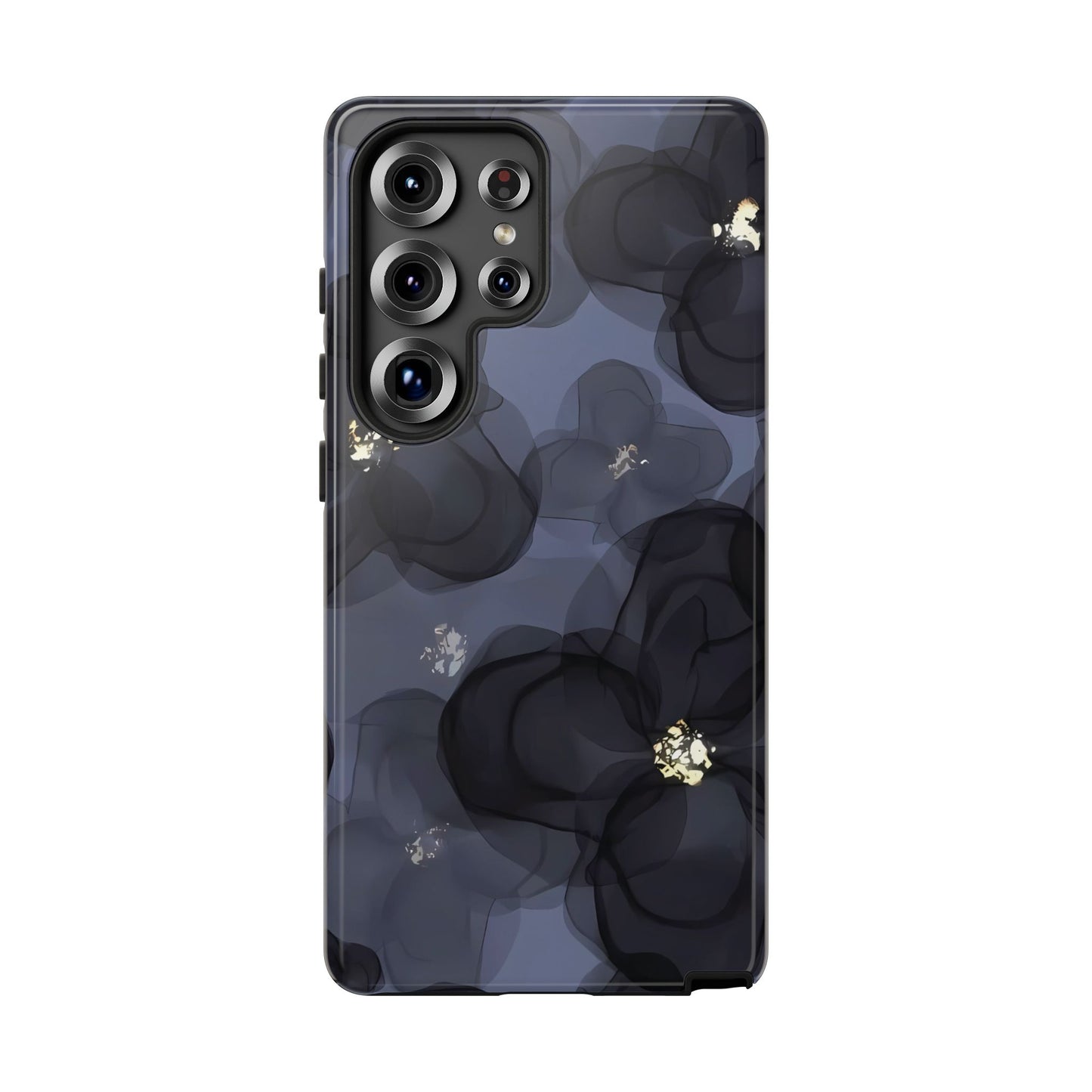 Double exposition | Coque Galaxy à fleurs bleues