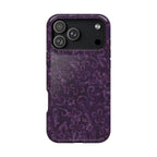 Phone case with purple floral pattern on a white background