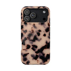 Phone case with a tortoiseshell pattern on a white background
