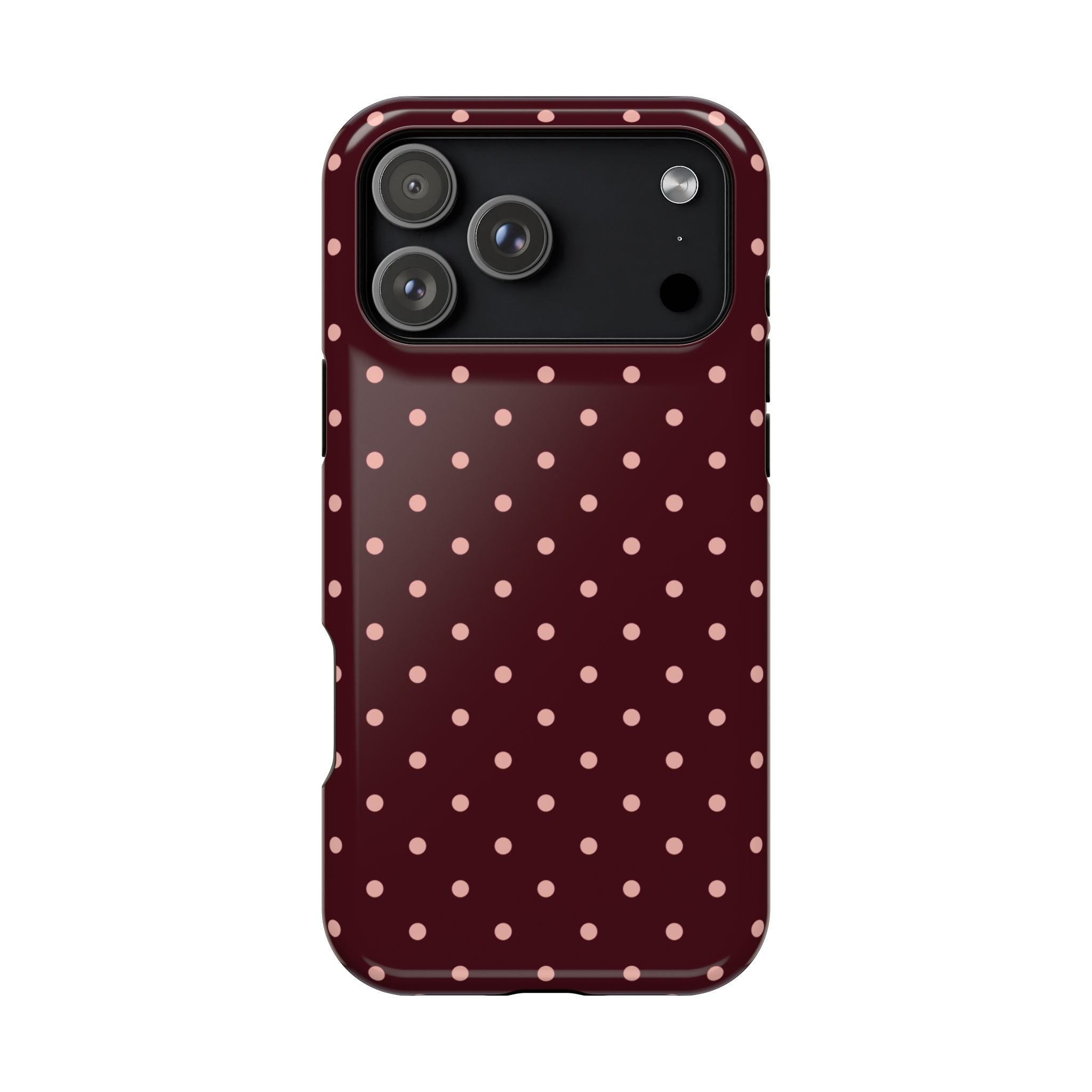 Phone case with polka dot pattern on a white background