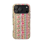 Phone case with a colorful paisley pattern on a white background