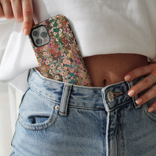 Funda para iPhone con diseño de flores de alhelí