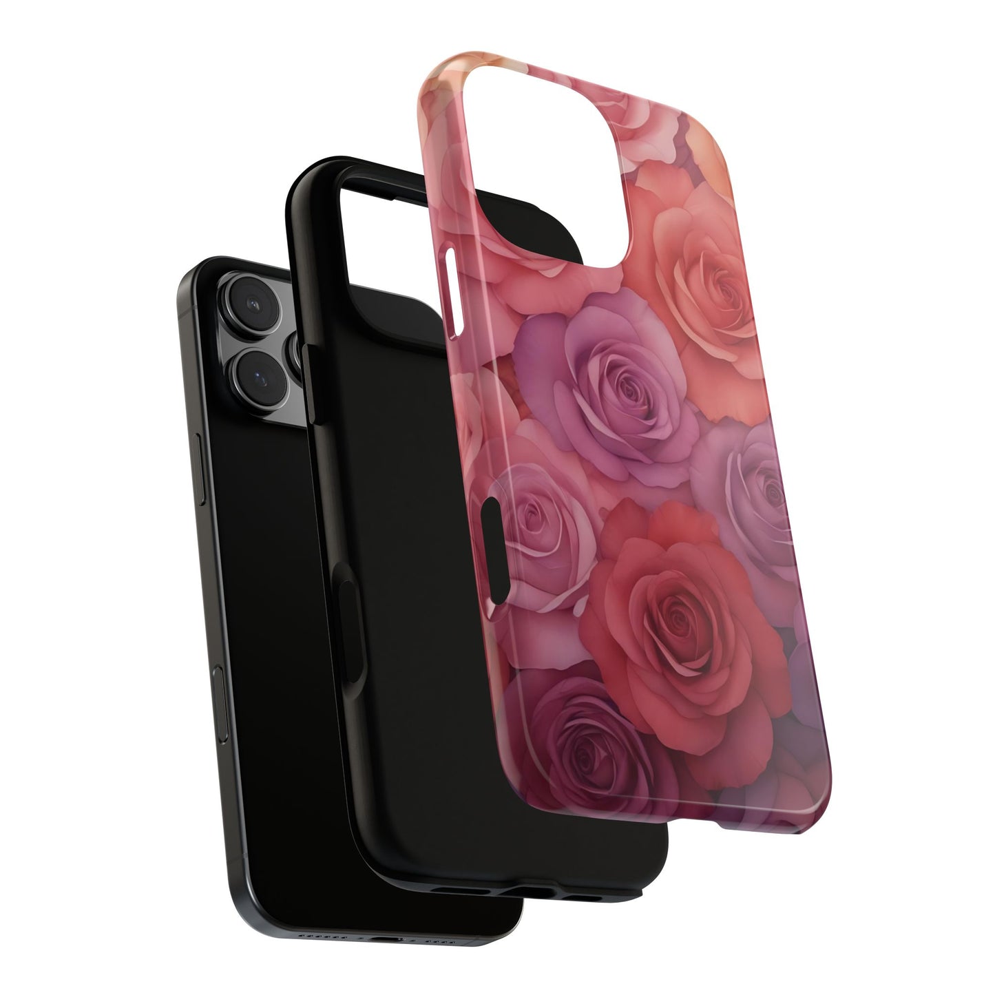 Coque iPhone à motif floral | Roses dégradées