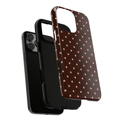 Jolie en rose | Coque iPhone à pois marron