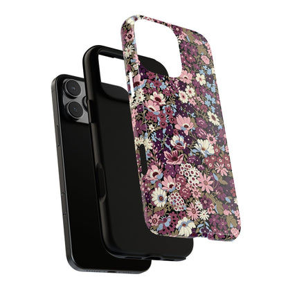 Funda para iPhone con diseño floral morado y ciruela azucarada