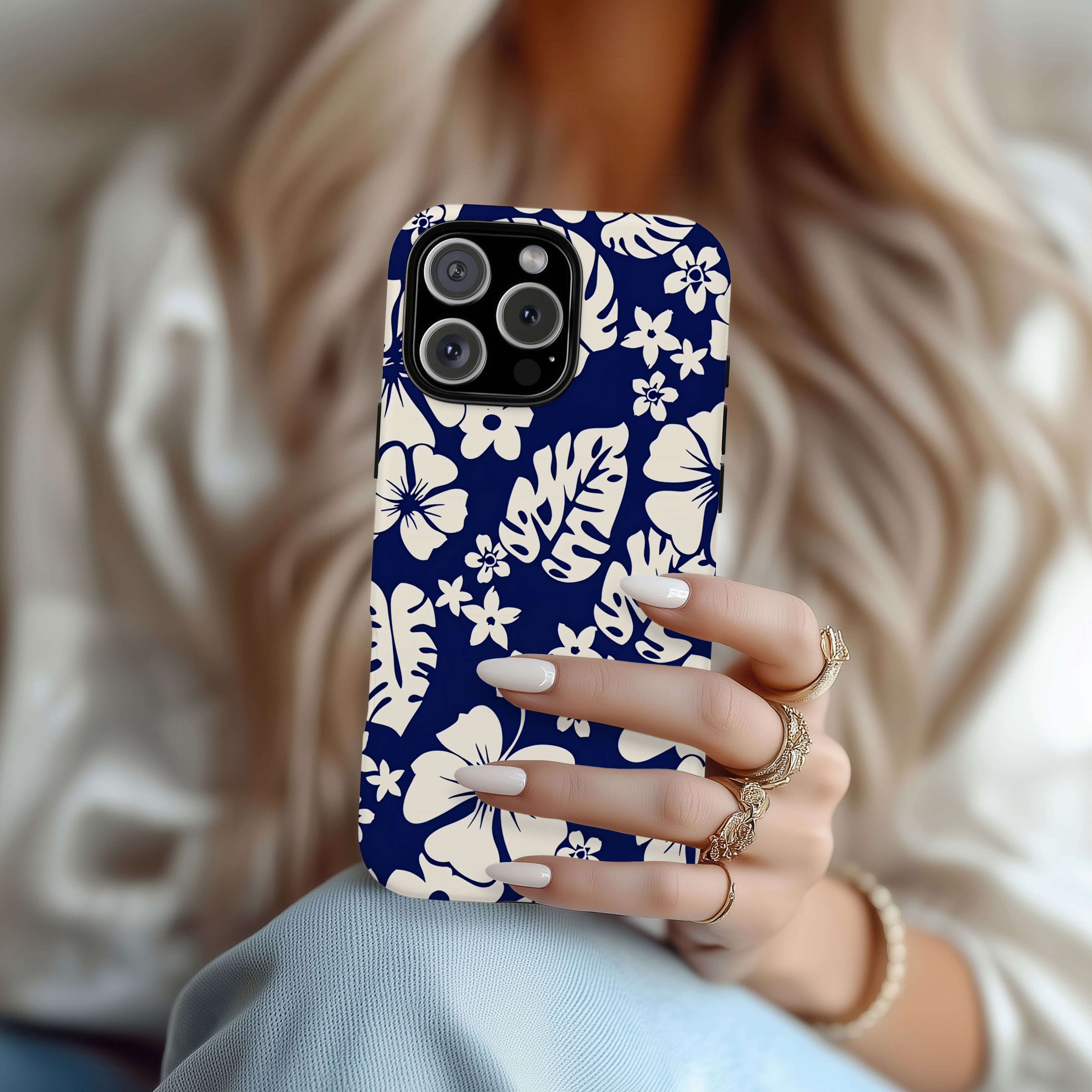 Tiki Beach Blue Floral iPhone Case