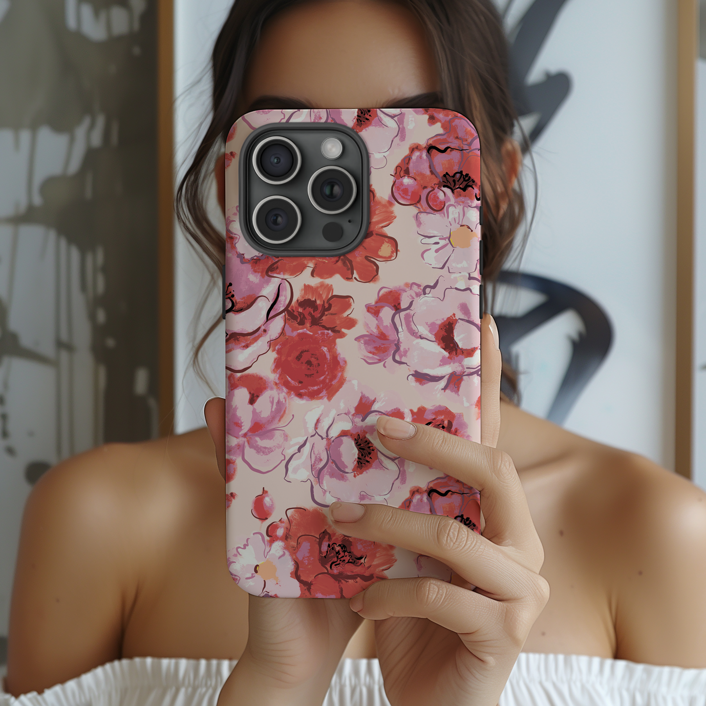 Charmed | Pink Painted Roses Case