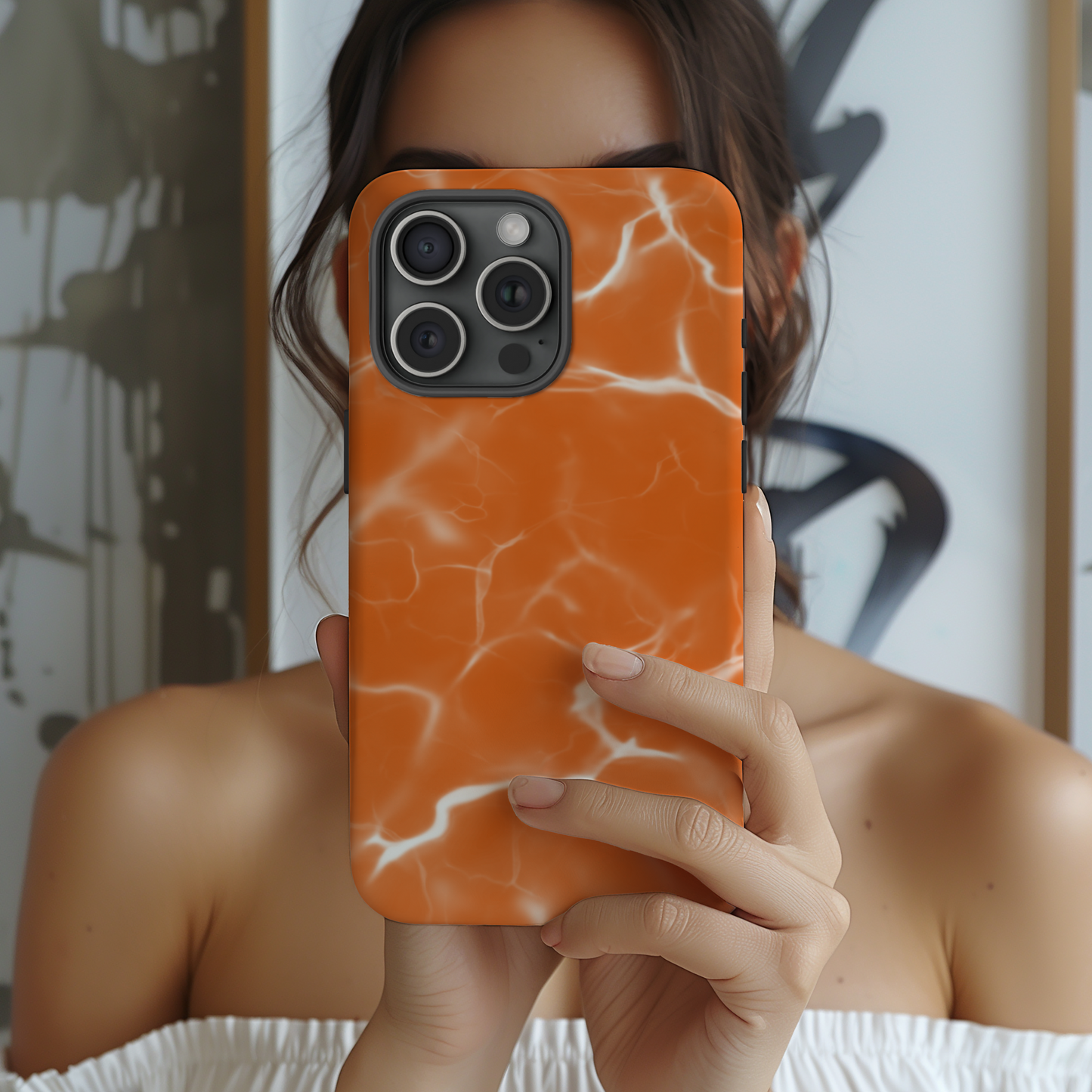 Electric Orange | Marbled iPhone Case