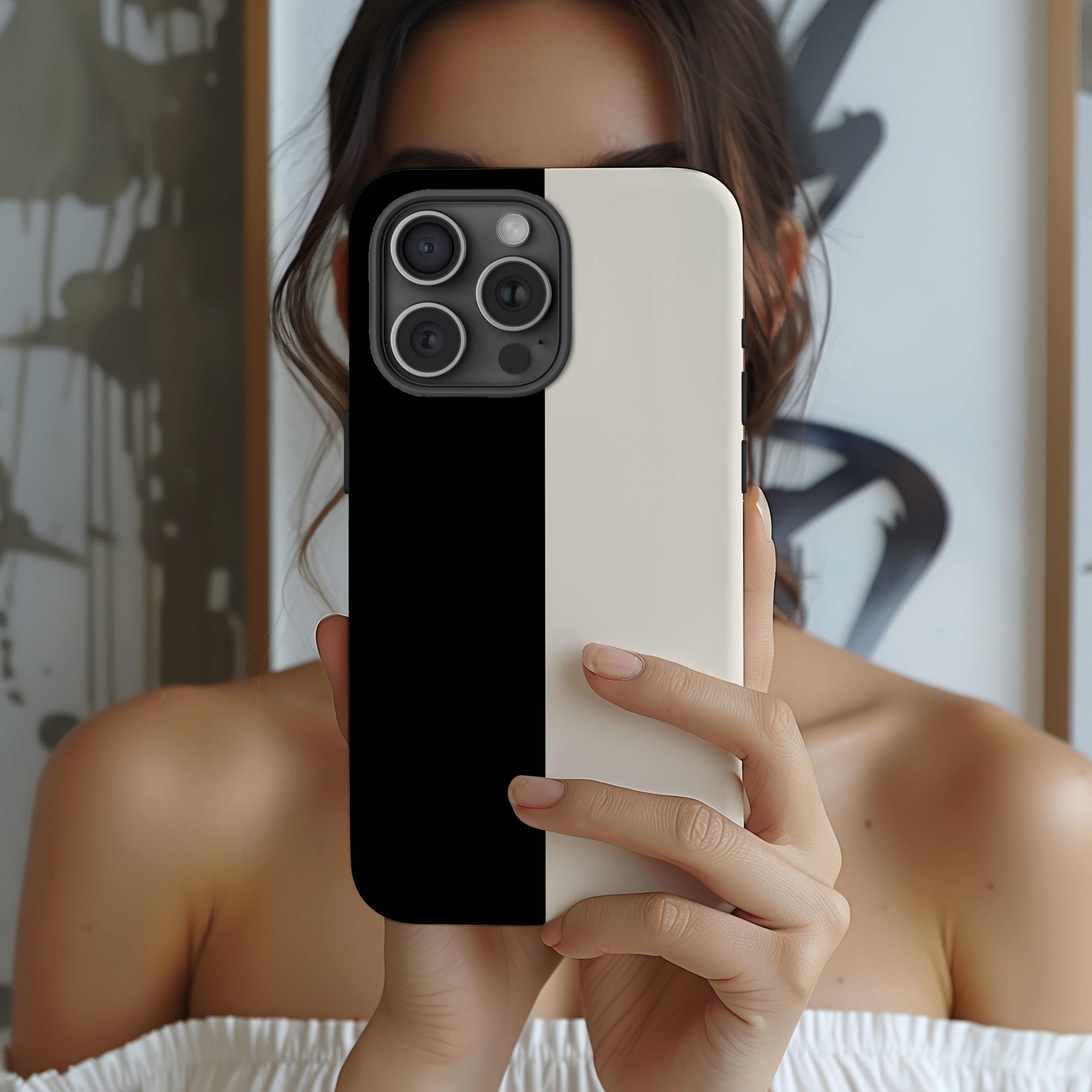 Split Decision Black & White iPhone Case