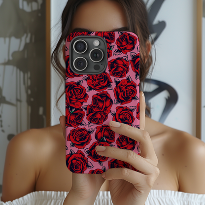 Love Story | Red & Pink Pop Art Rose Floral Case