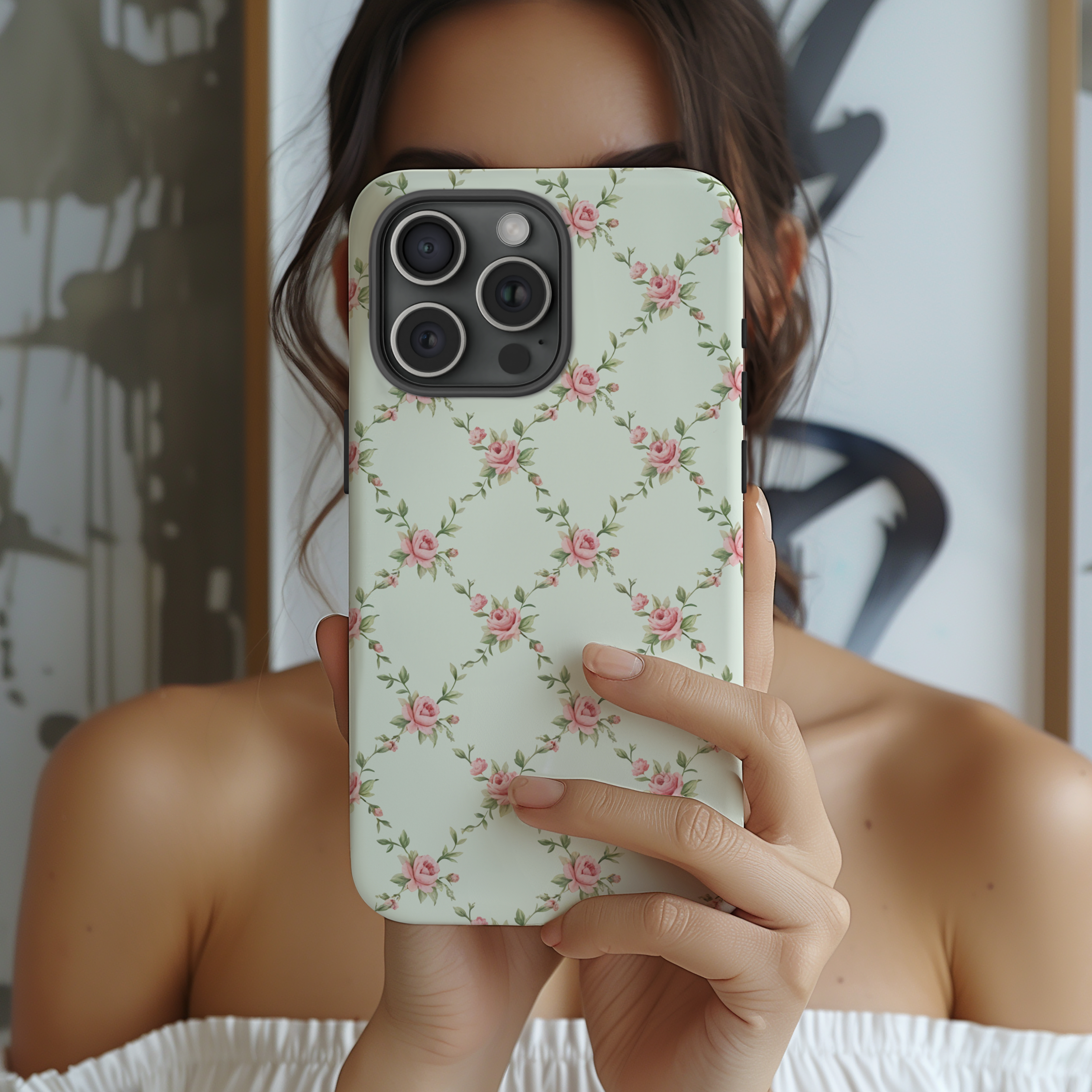 Rose Lattice Coquette iPhone Case