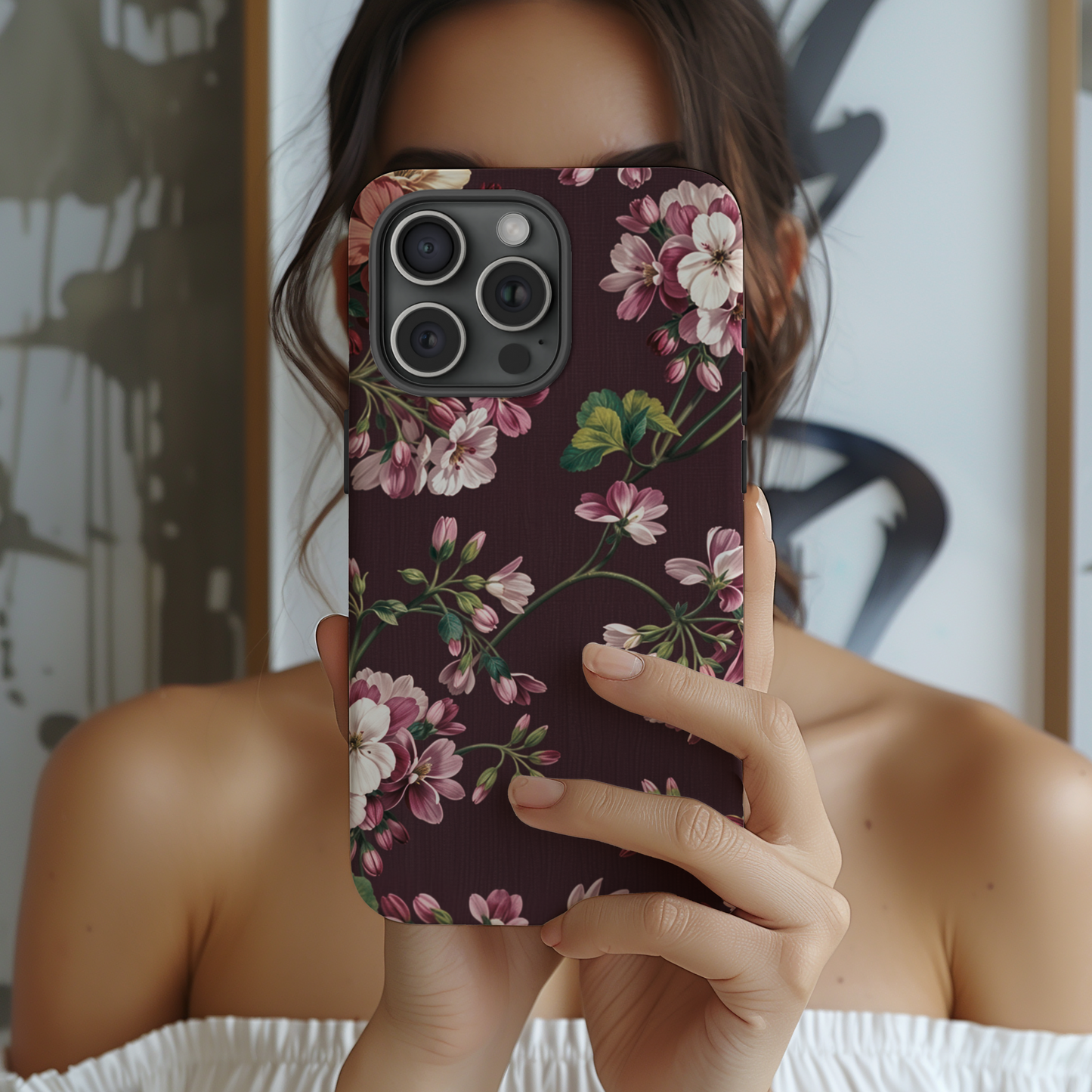 Flower Glam | Brown Floral iPhone Case