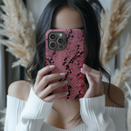 Funda para iPhone con estampado de serpiente y pitón rosa