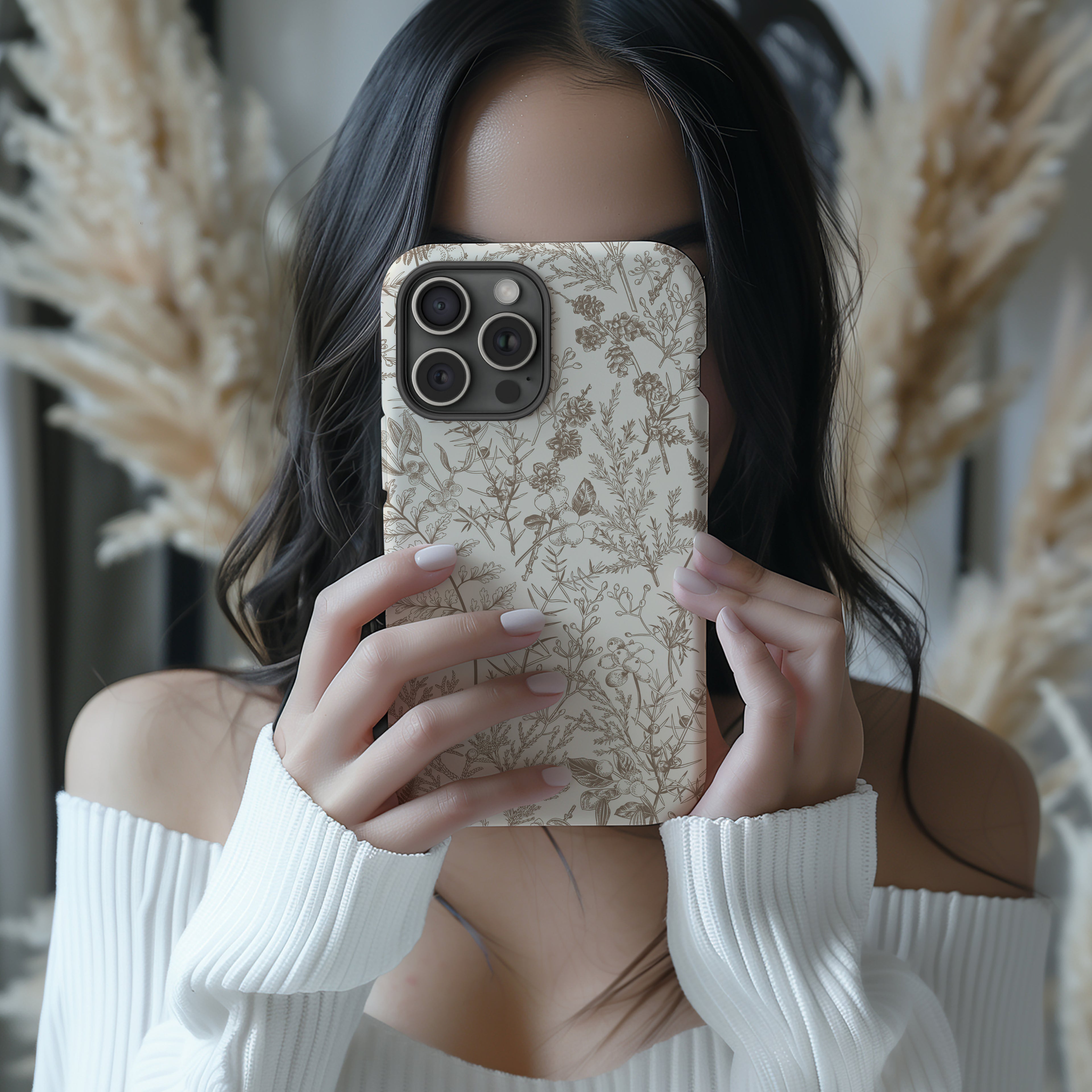 Beige Botanical Floral iPhone Case