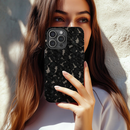 Funda para iPhone de encaje negro | Medianoche