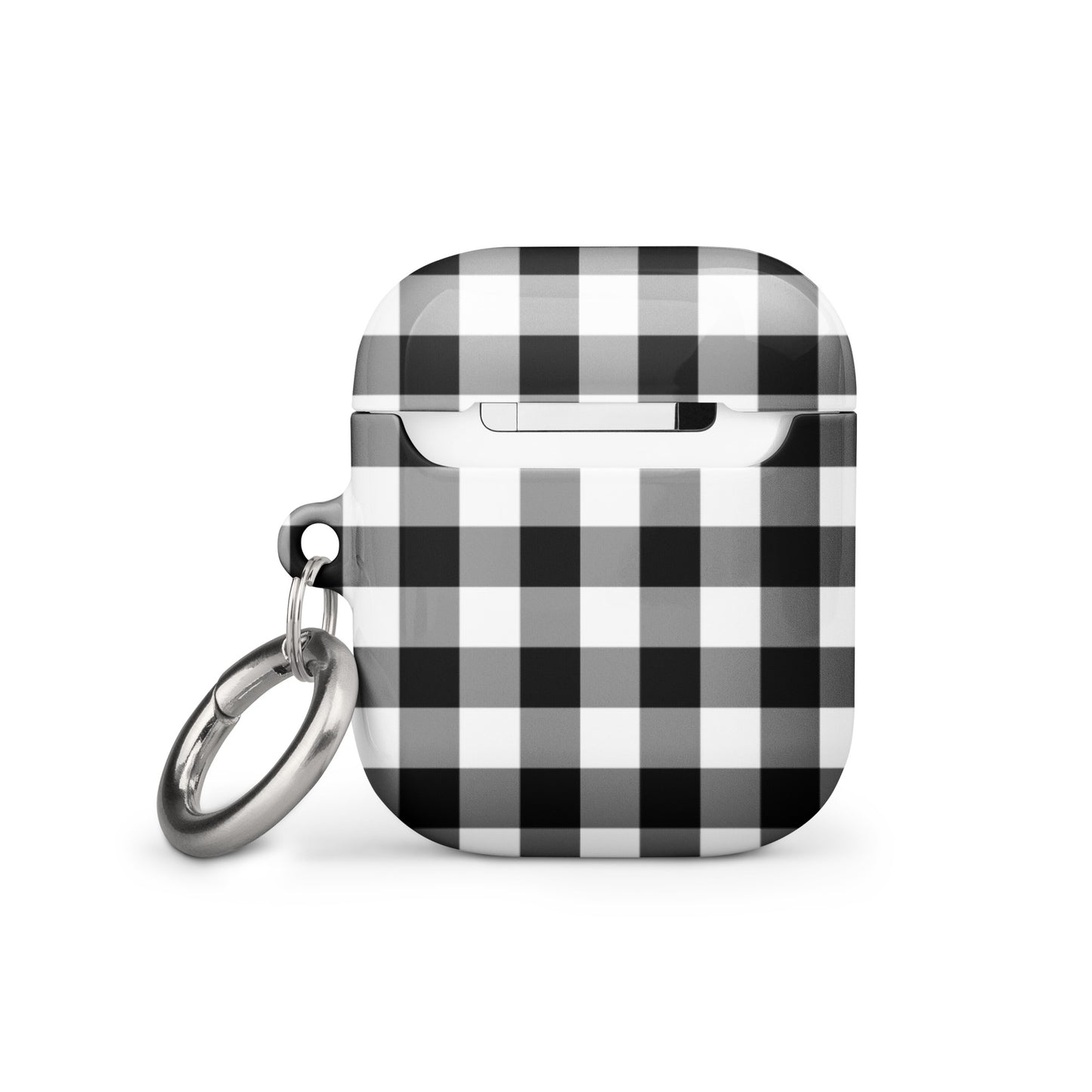 Estuche para AirPods en blanco y negro con cuadros vichy