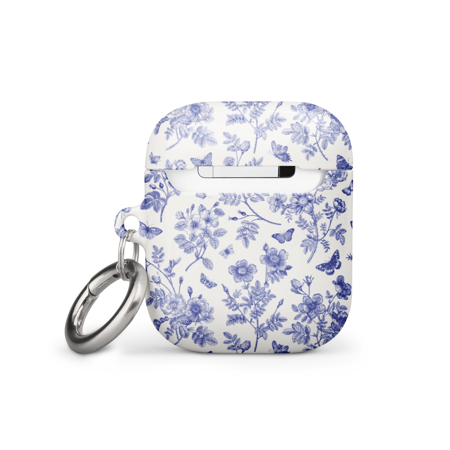 Estuche para AirPods con diseño de rosas silvestres y flores de mariposas azules