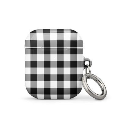 Estuche para AirPods en blanco y negro con cuadros vichy