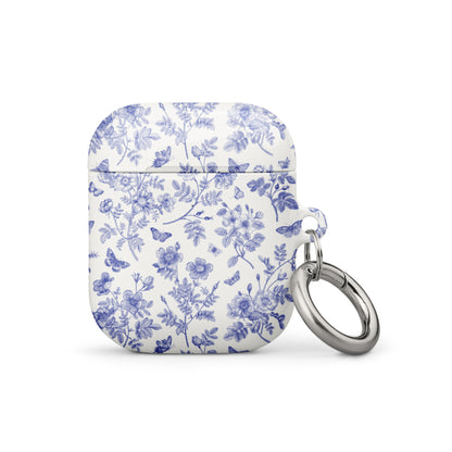 Estuche para AirPods con diseño de rosas silvestres y flores de mariposas azules