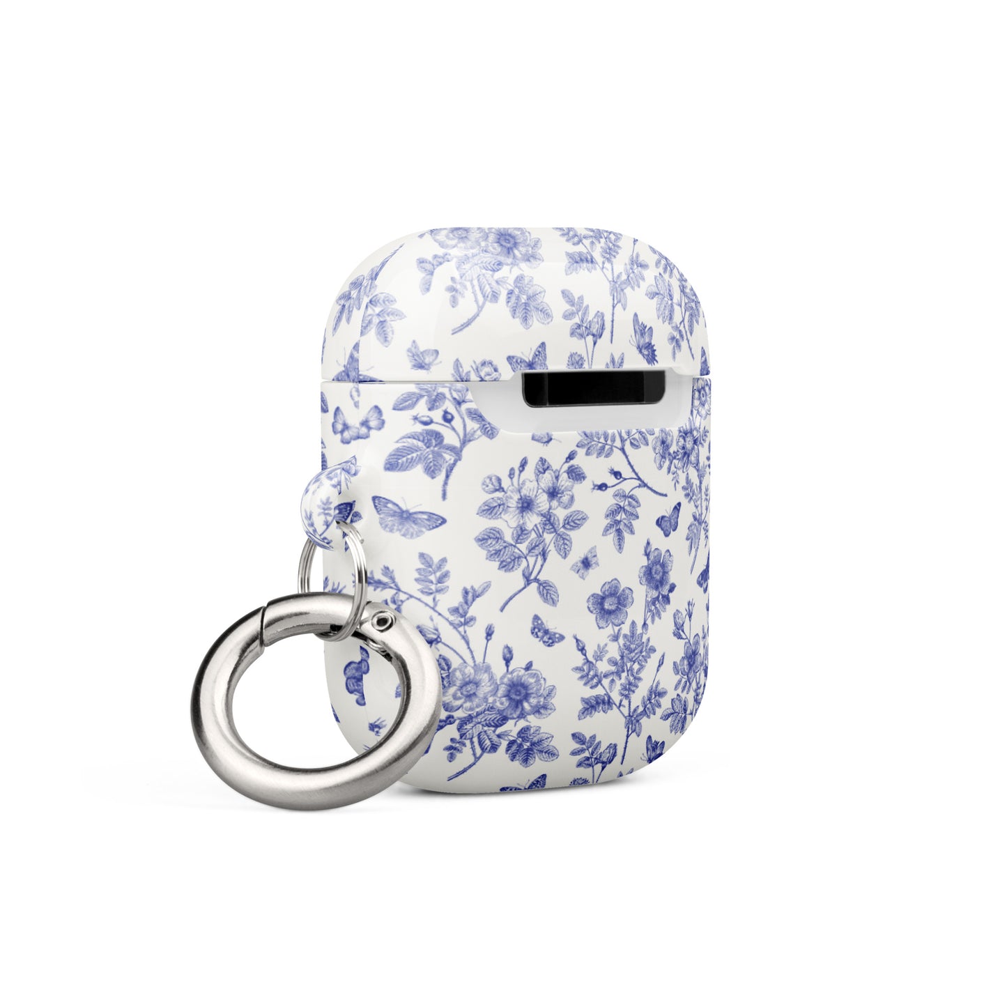 Estuche para AirPods con diseño de rosas silvestres y flores de mariposas azules