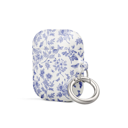 Estuche para AirPods con diseño de rosas silvestres y flores de mariposas azules