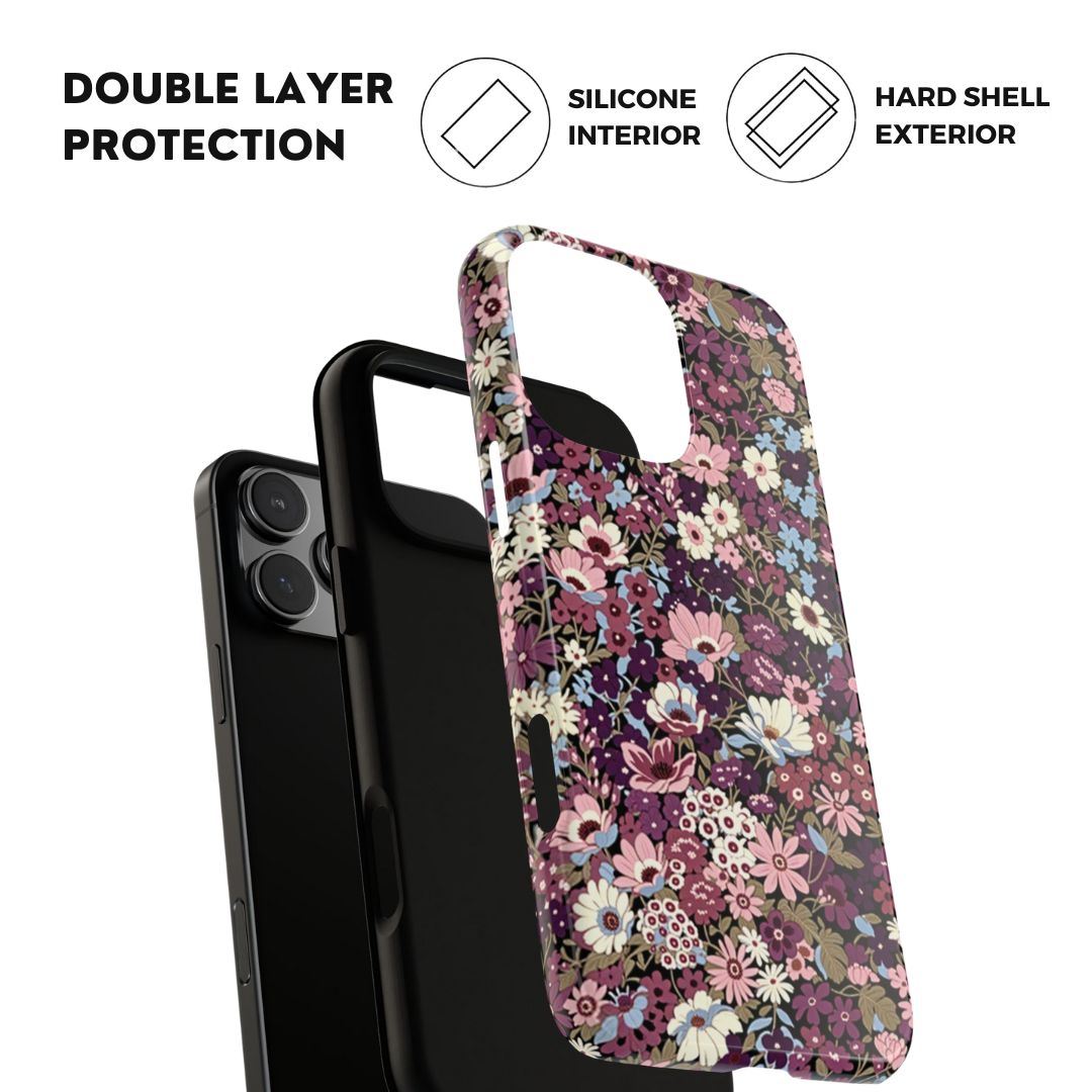 Coque iPhone à motif de prunes sucrées | Fleurs violettes