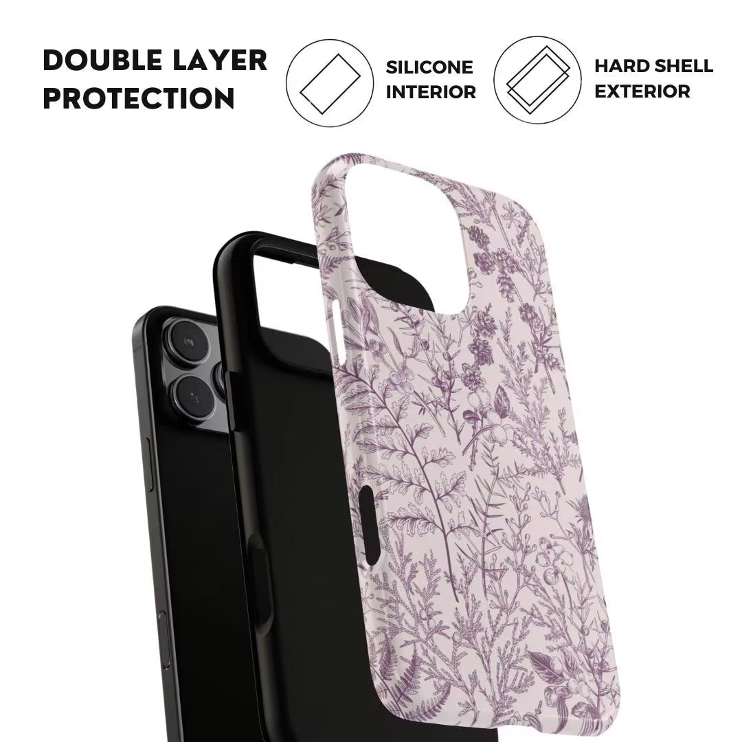 Plum Botanical Floral iPhone Case