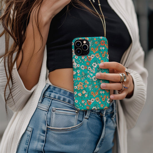 Coque iPhone à motif floral | Teal Garden