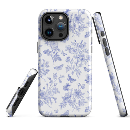 Wild Roses | Blue Floral Butterfly Toile Case