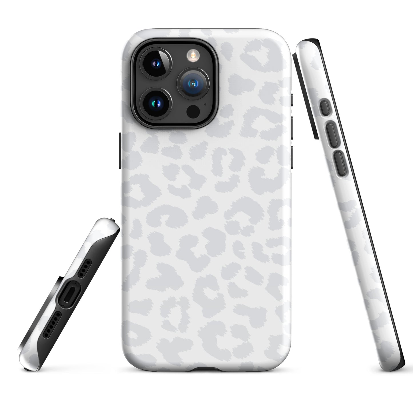 Snow Bunny | White & Gray Leopard Print Case