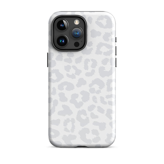 Snow Bunny | White & Gray Leopard Print Case